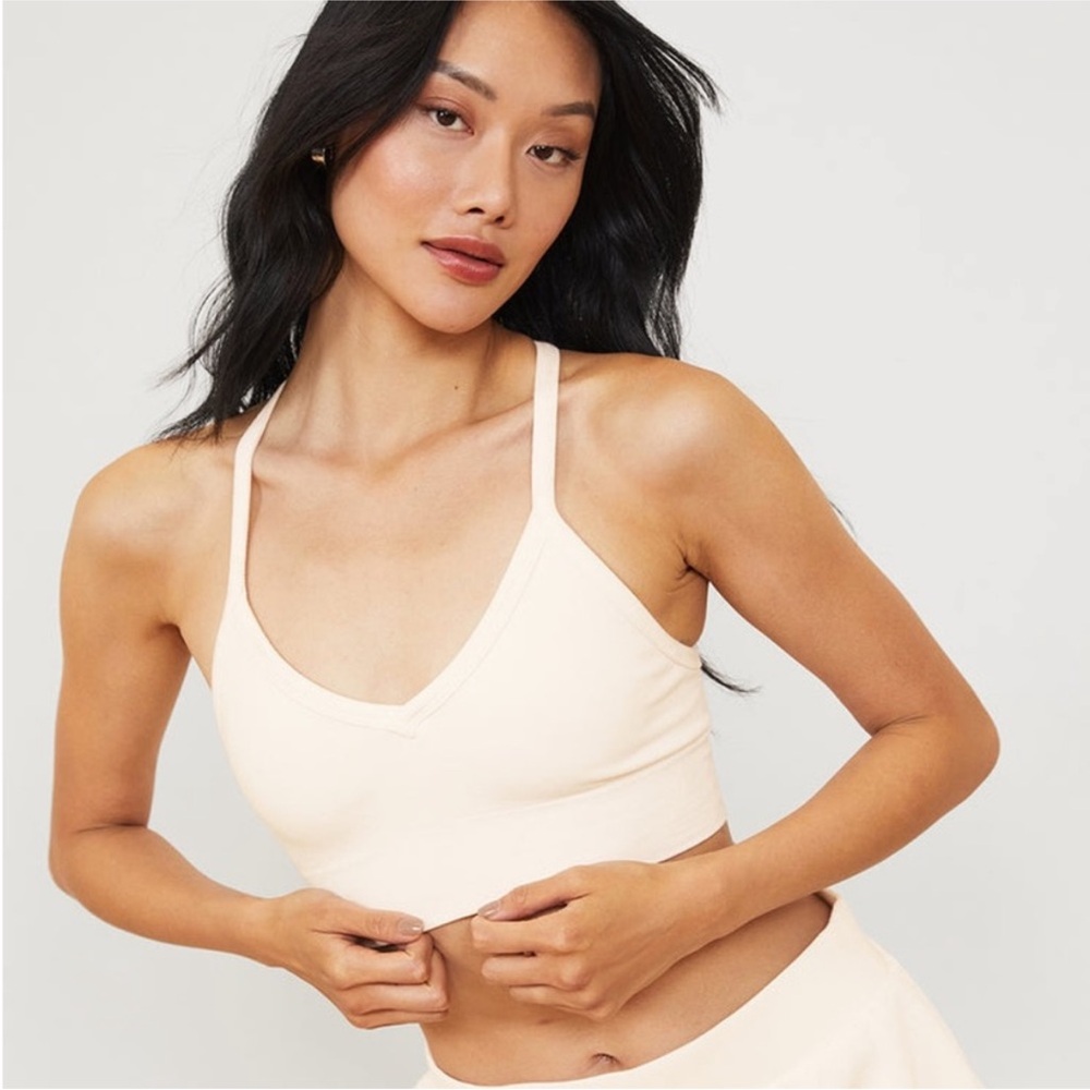 Alo Yoga Seamless Ribbed Low Back Bra Ivory M